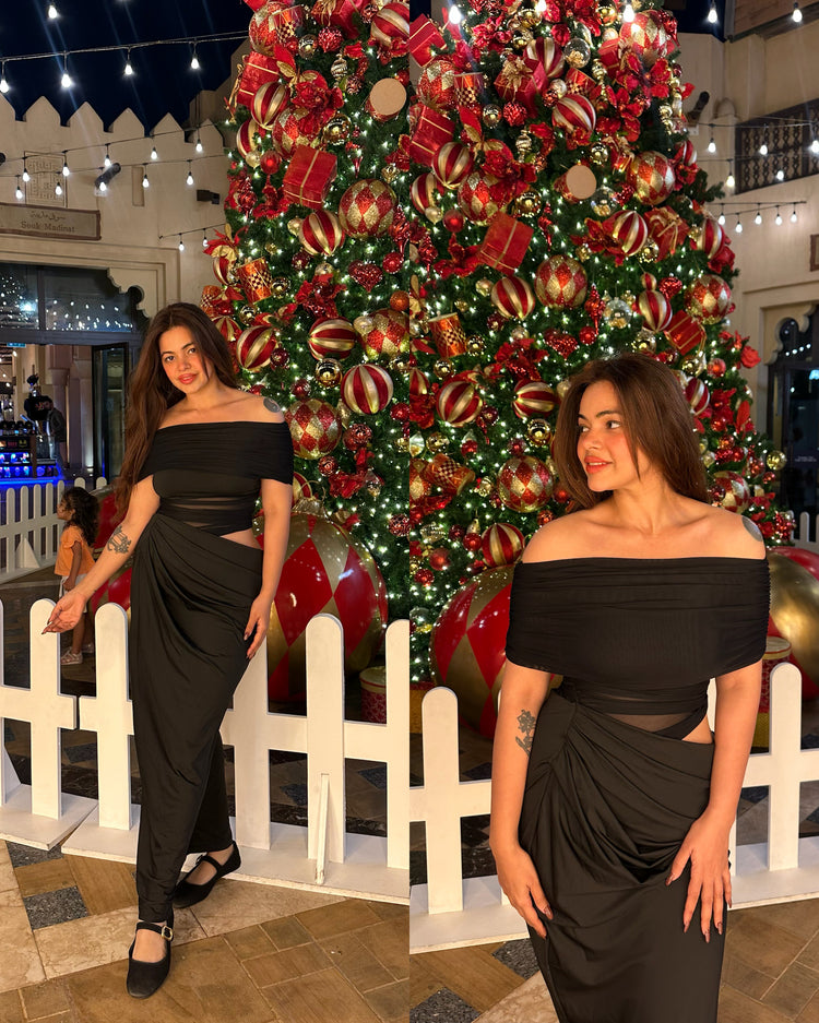 Black side cut gown
