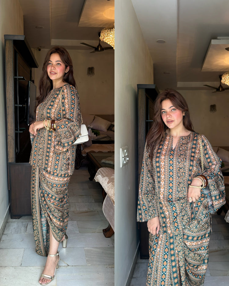 Ethnic printed lungi set