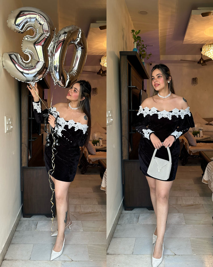 Black velvet birthday dress