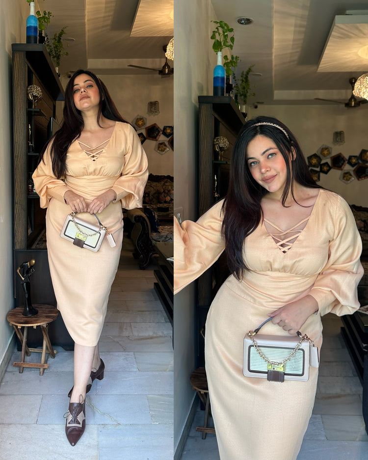 Nude woollen dress