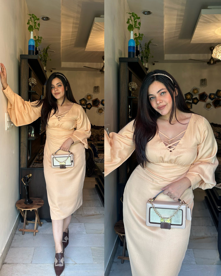 Nude woollen dress