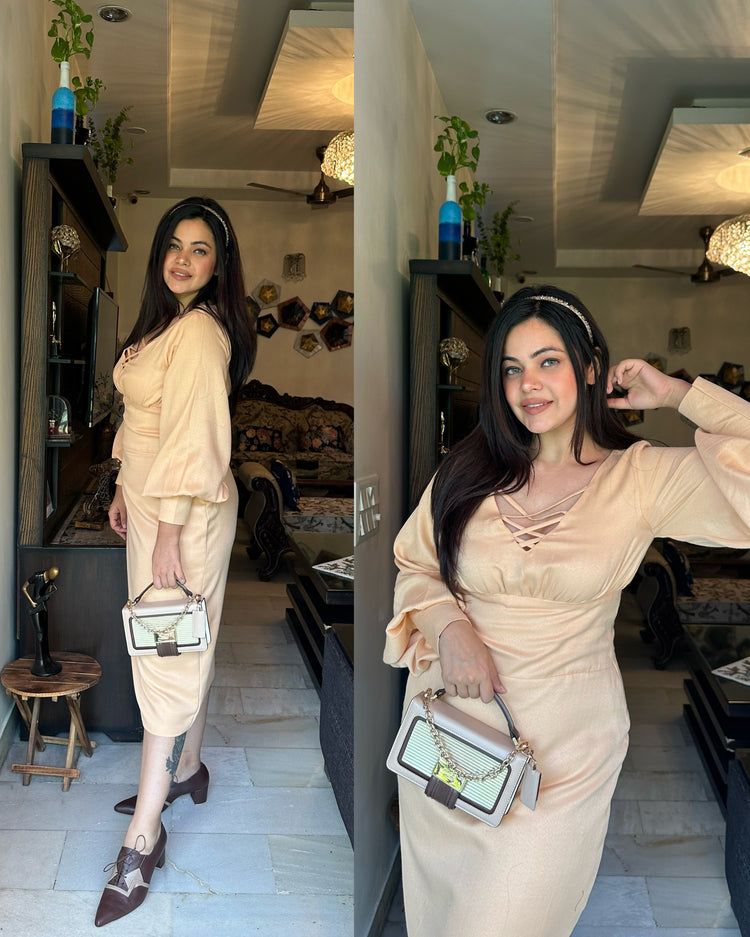 Nude woollen dress