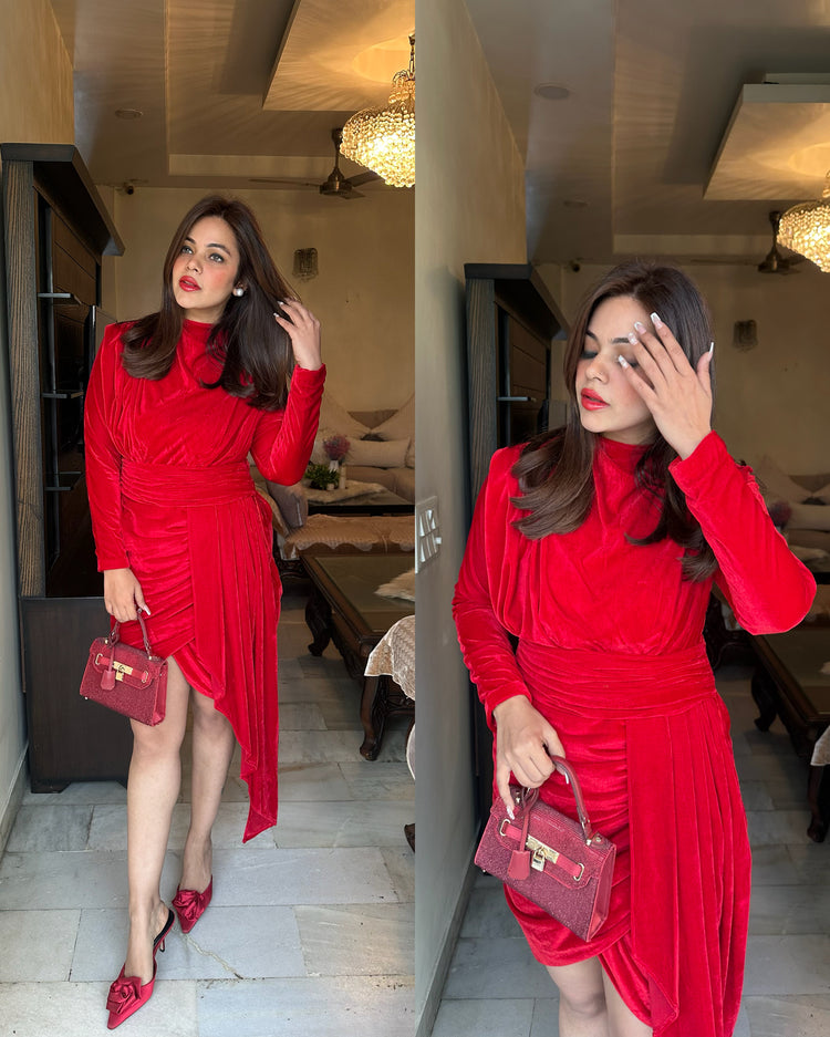 Red velvet cake drape dress