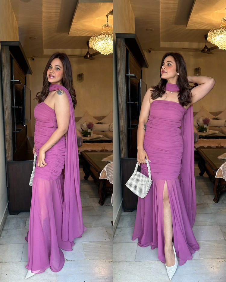 Dusty rose pink indowestern suit