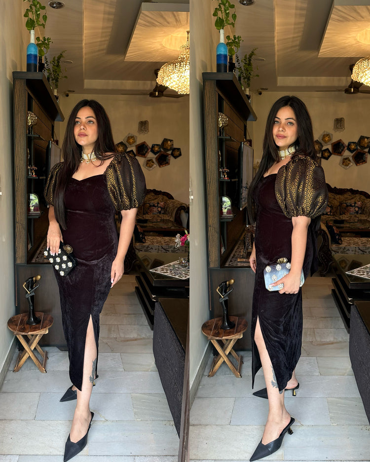 Black velvet indowestern dress