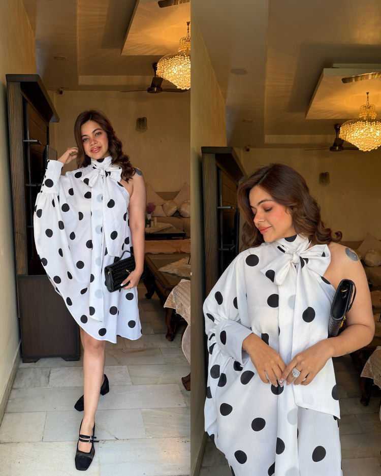 Polka asymmetrical dress