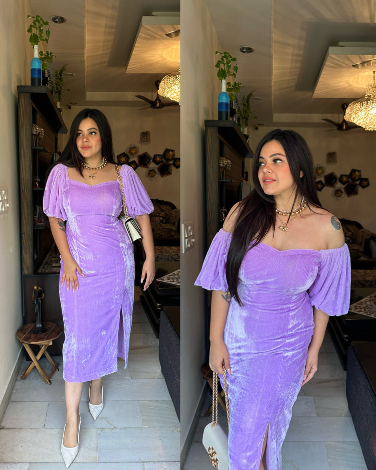 Purple velvet backless dress
