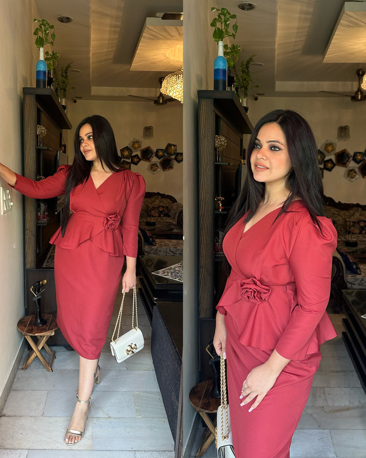Maroon rust tone flower dress