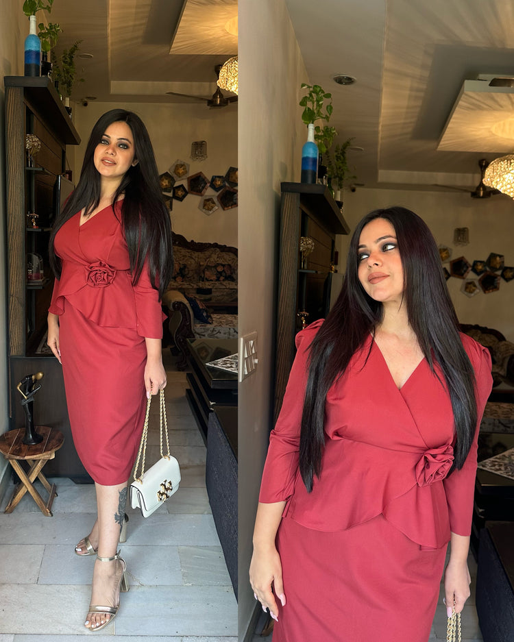 Maroon rust tone flower dress