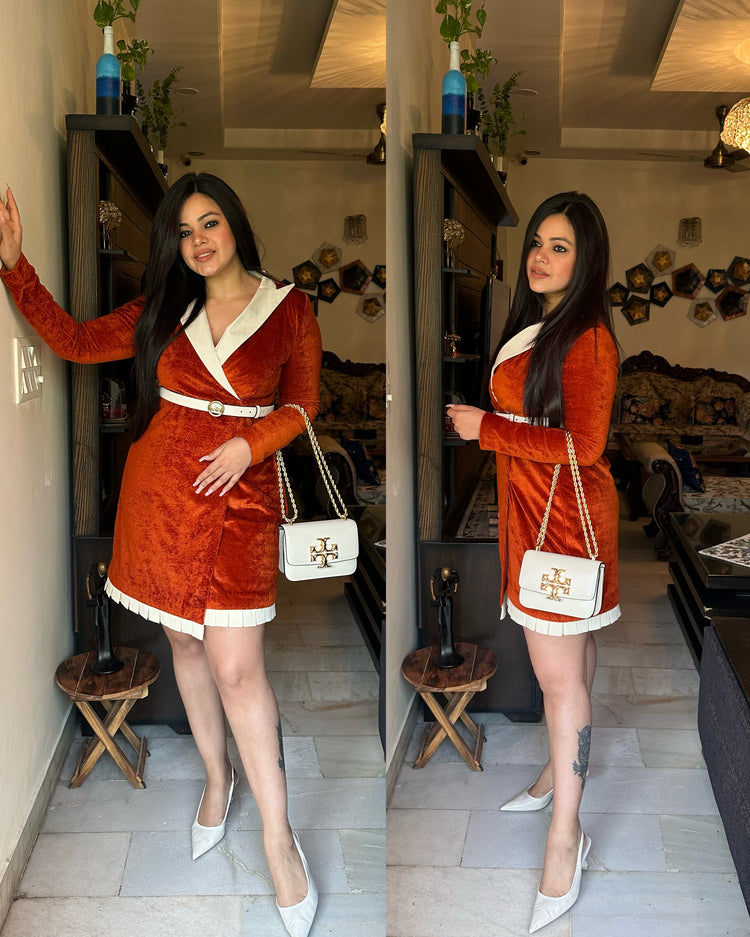 Rust velvet dress