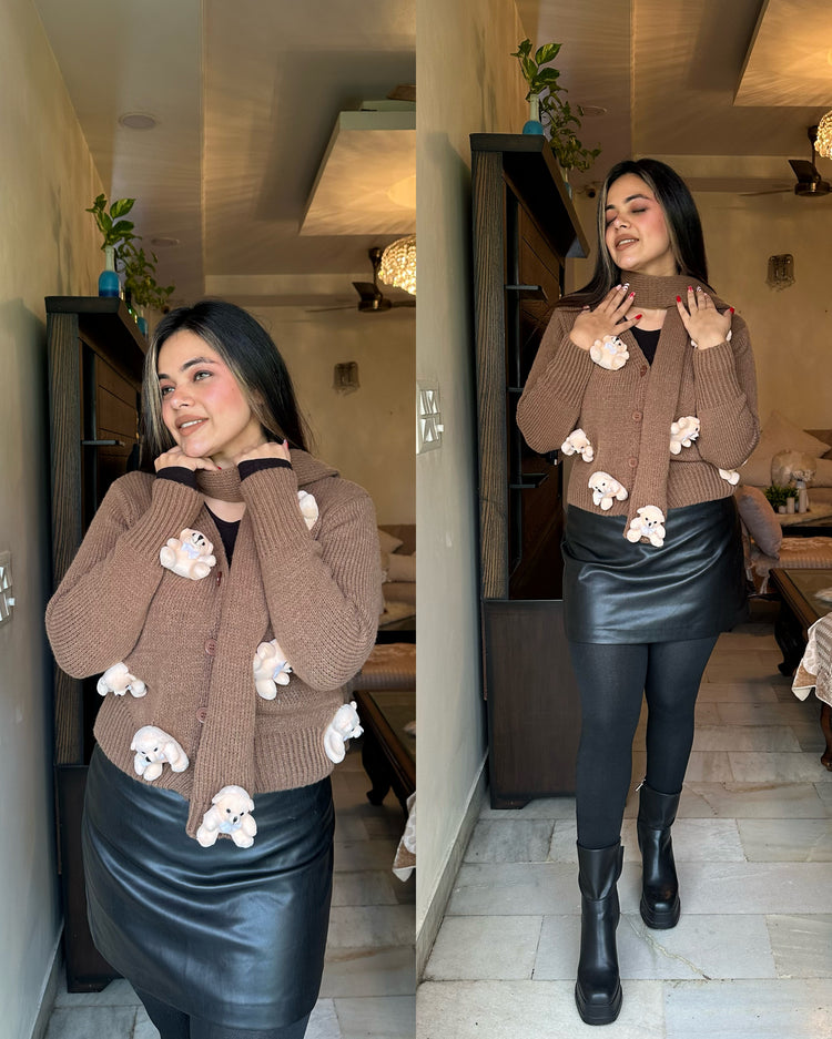 Chocolate brown teddy cardigan