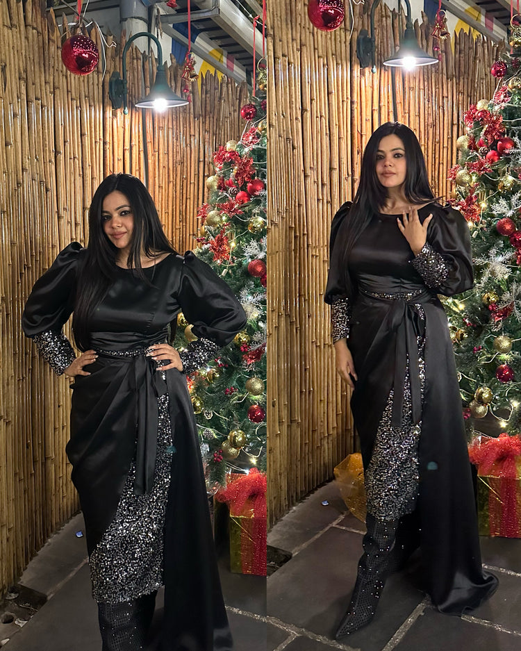 Black blingy drape set