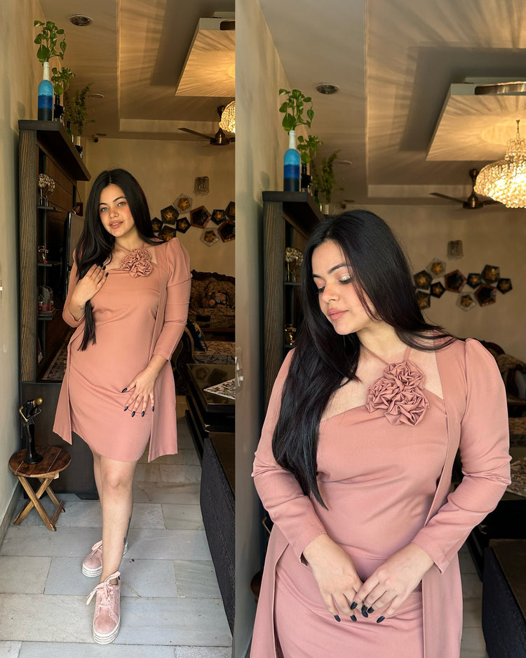 Peachish nude jacket set