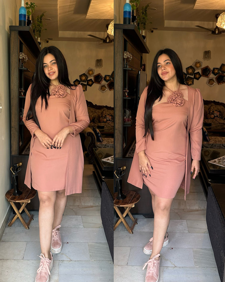 Peachish nude jacket set