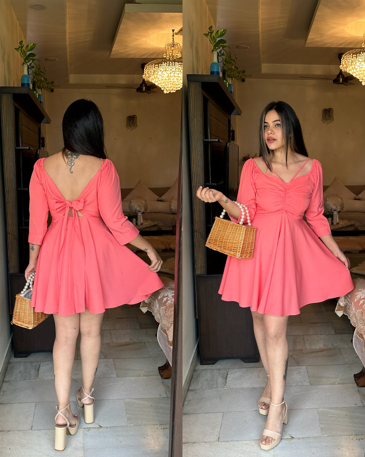 Peach knot little dress