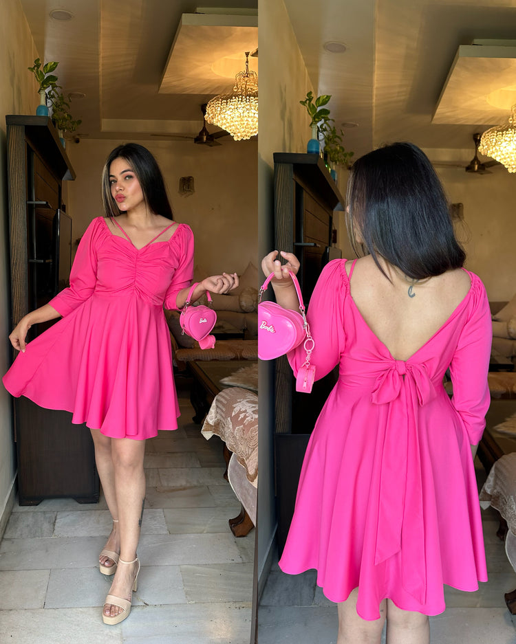 Hot pink knot little dress