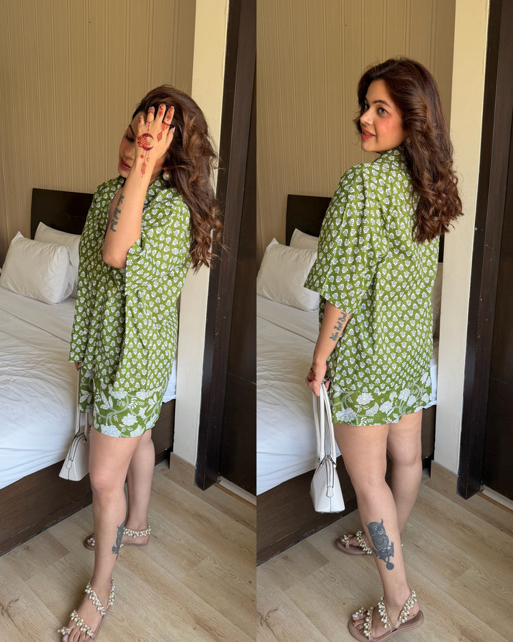 Cotton shirt shorts set