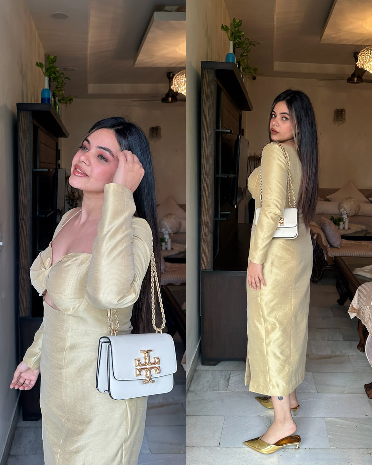 Gold goddess silk dress