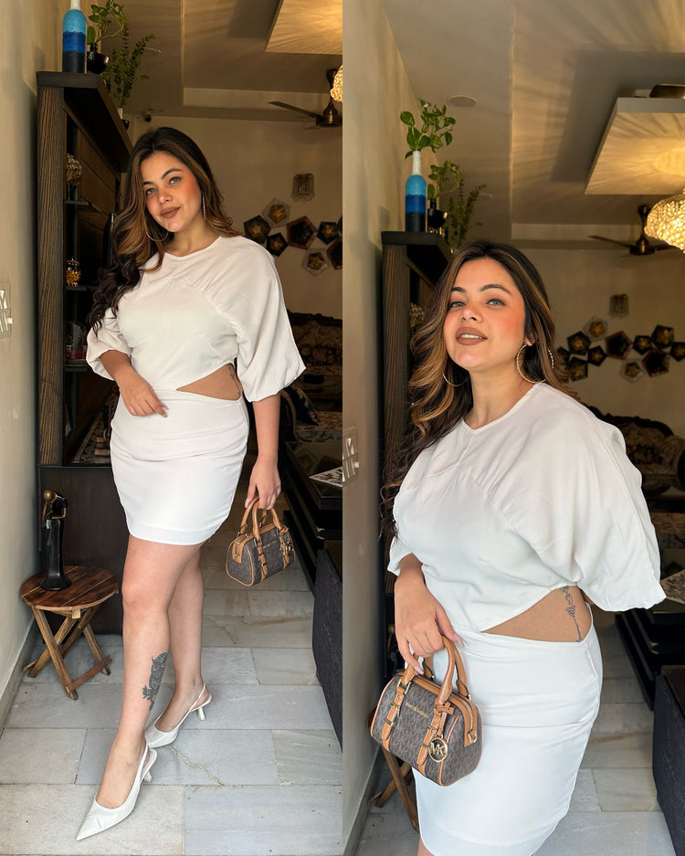 Off white cream side cut dress