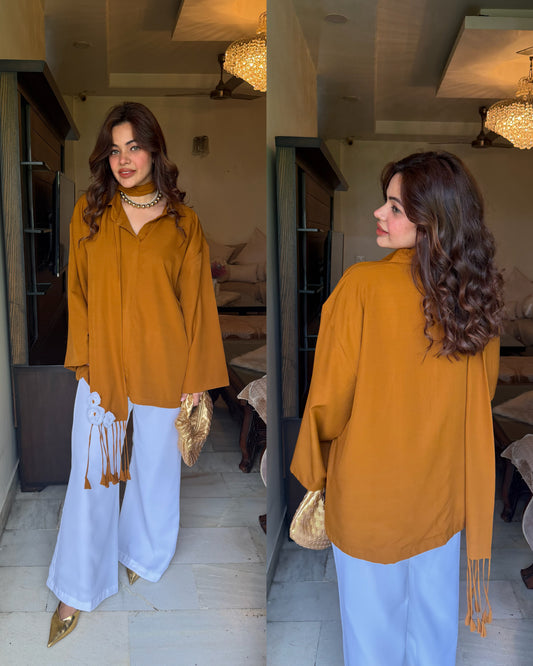 Mustard shirt scaff plazzos set