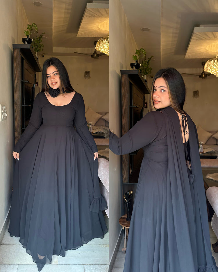 Black georgette rose suit