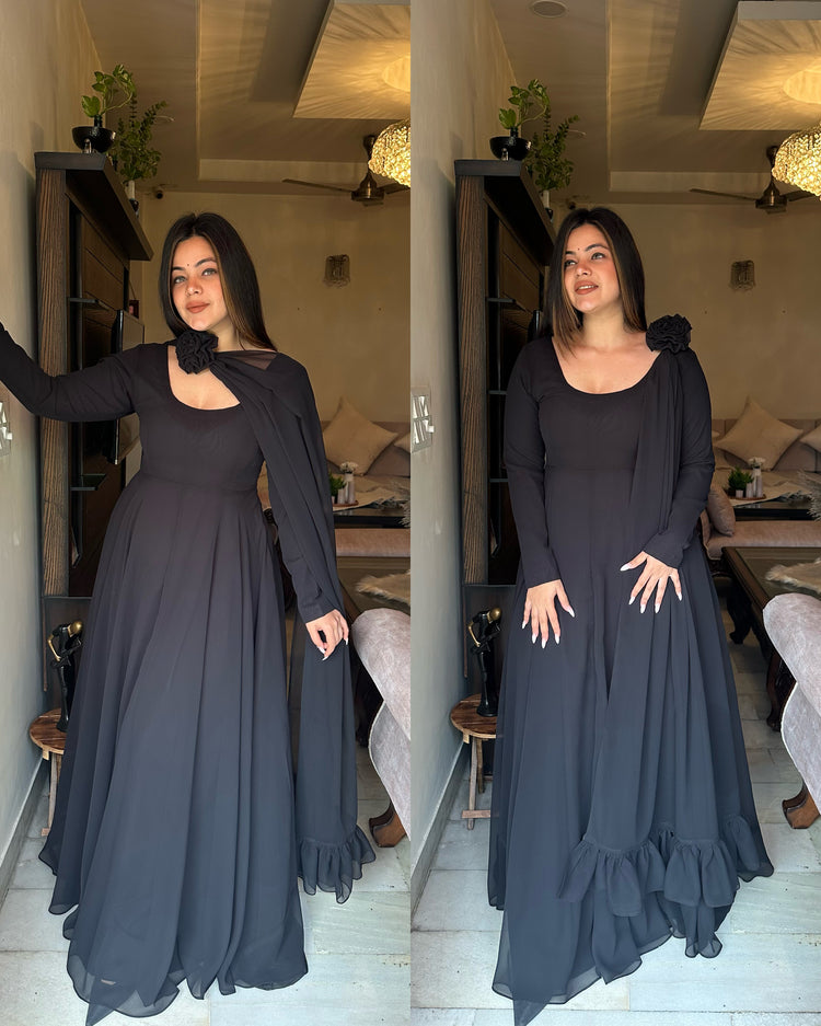 Black georgette rose suit