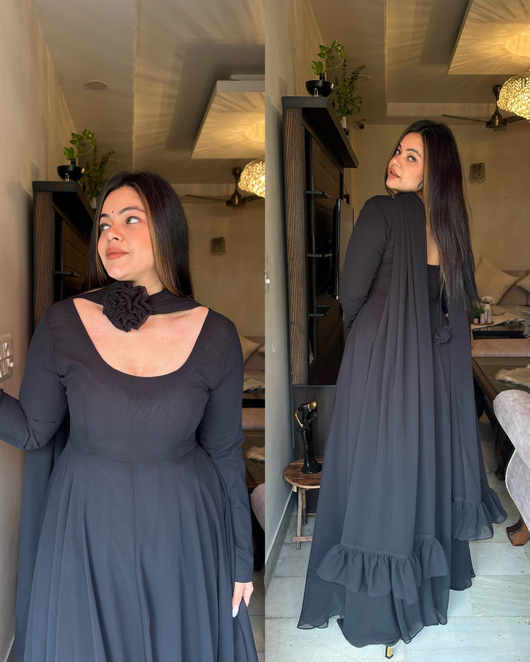 Black georgette rose suit