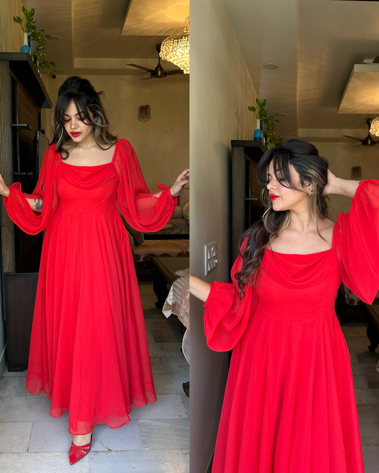 Red fairy cowl gown