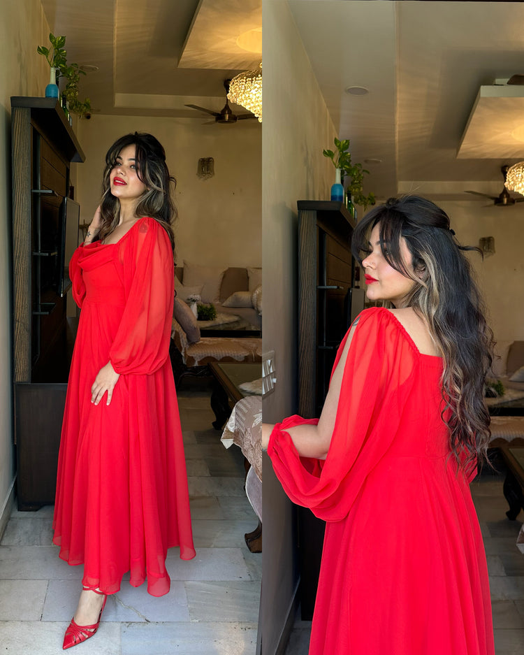 Red fairy cowl gown