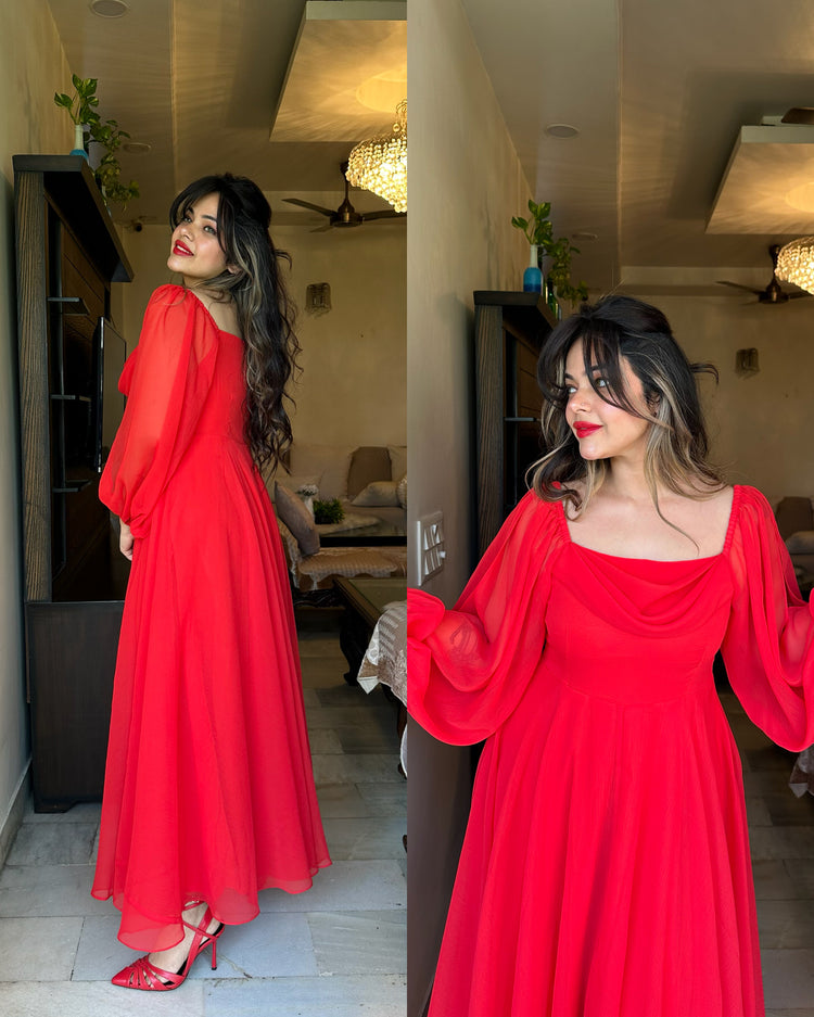 Red fairy cowl gown