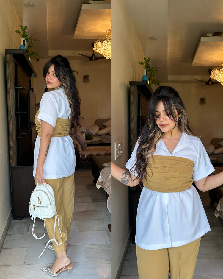 Beige white three peice set