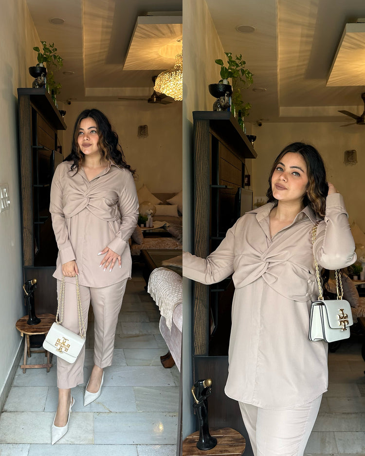 Nude cross drape set