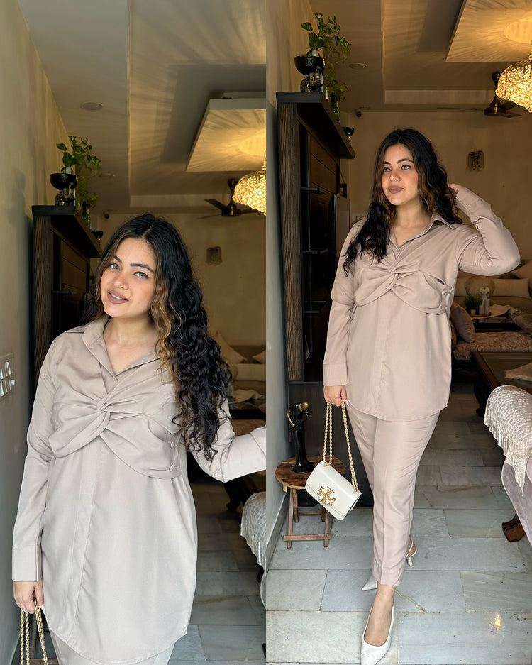 Nude cross drape set
