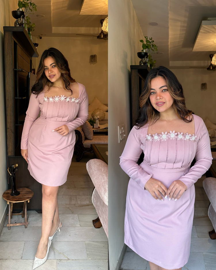 Blush pink 3d flower dress