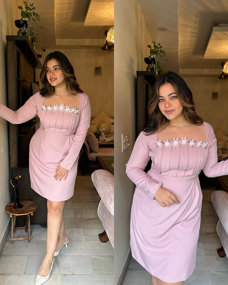 Blush pink 3d flower dress