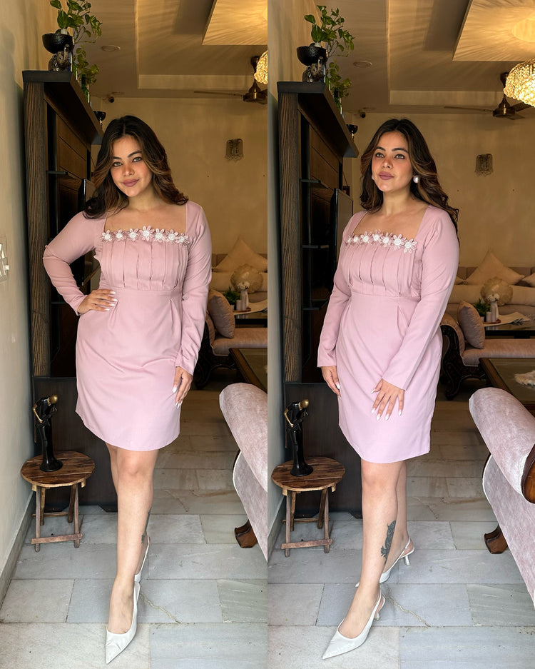Blush pink 3d flower dress