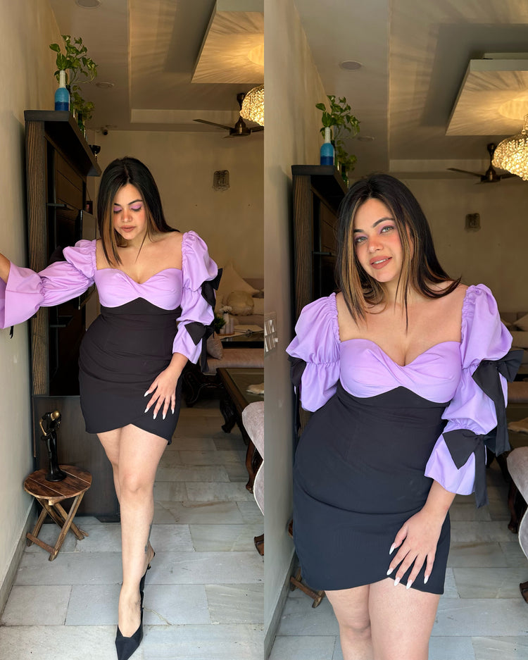 Purple black bow dress