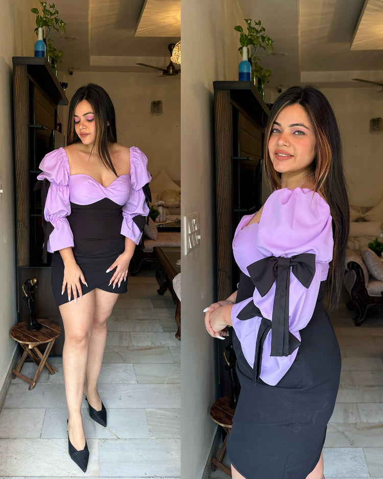 Purple black bow dress