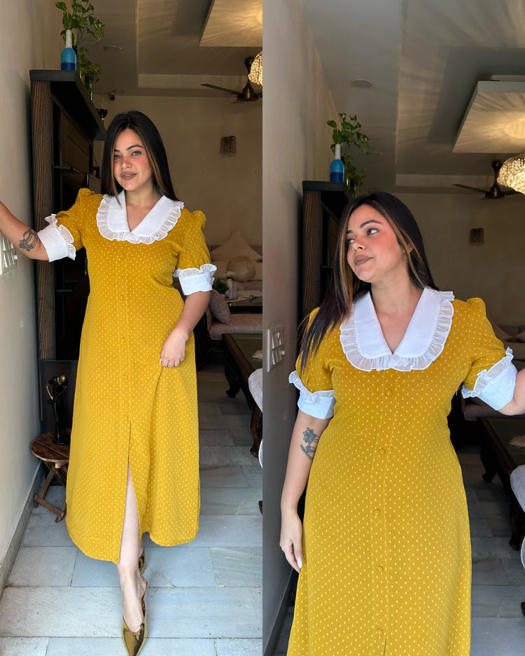 Mustard white self maxi