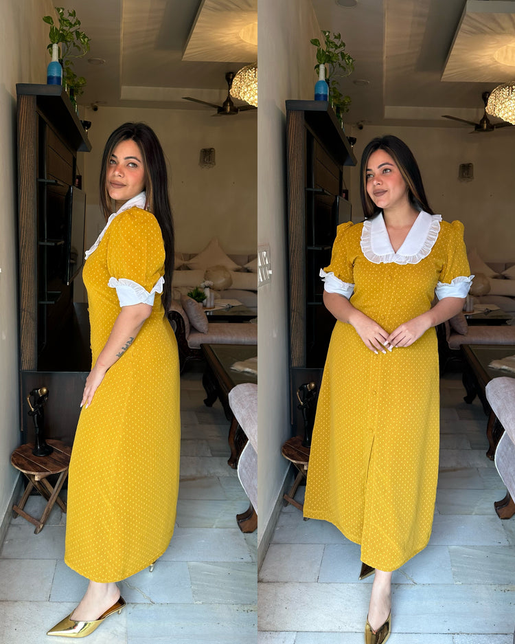 Mustard white self maxi