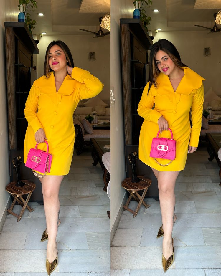 Yellow scallop collar dress
