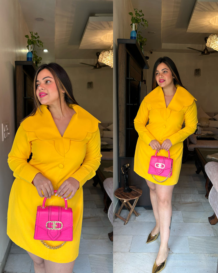 Yellow scallop collar dress