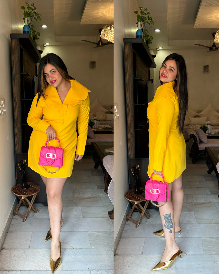 Yellow scallop collar dress
