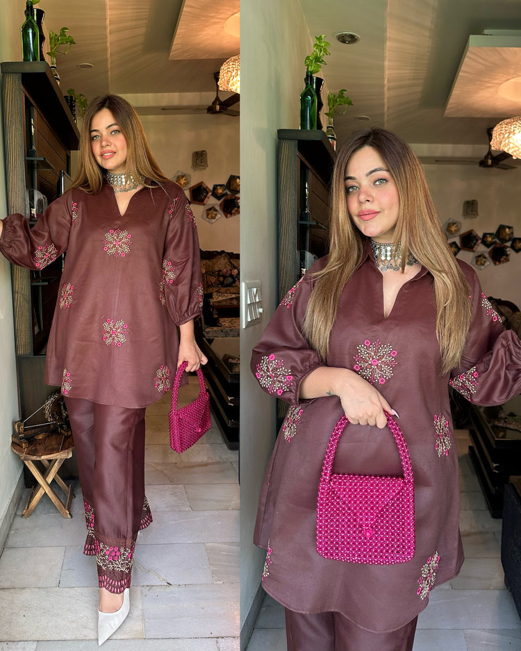 Brown pink co ord set