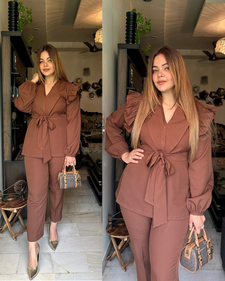 Chocolate brown frill set