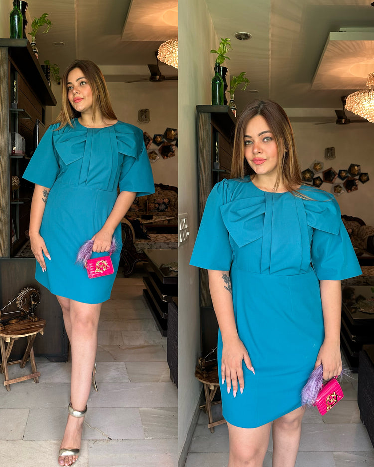 Firozi structured bow dress