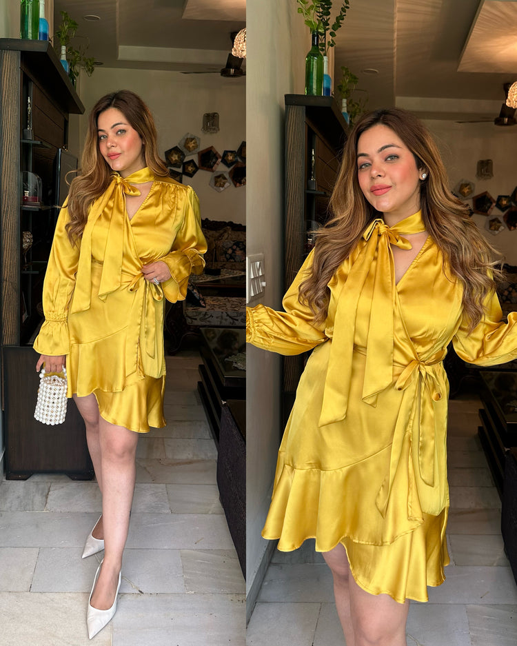 Golden satin dress