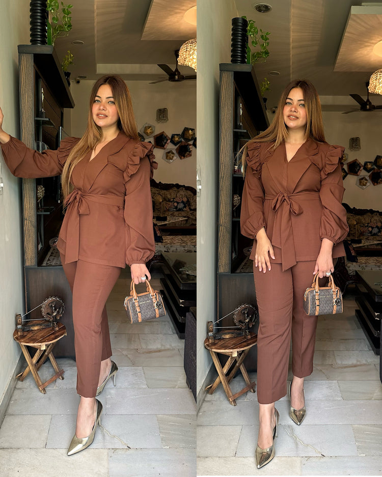 Chocolate brown frill set