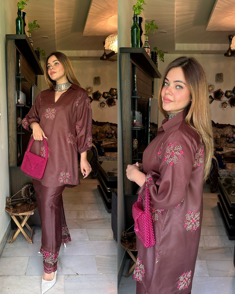 Brown pink co ord set