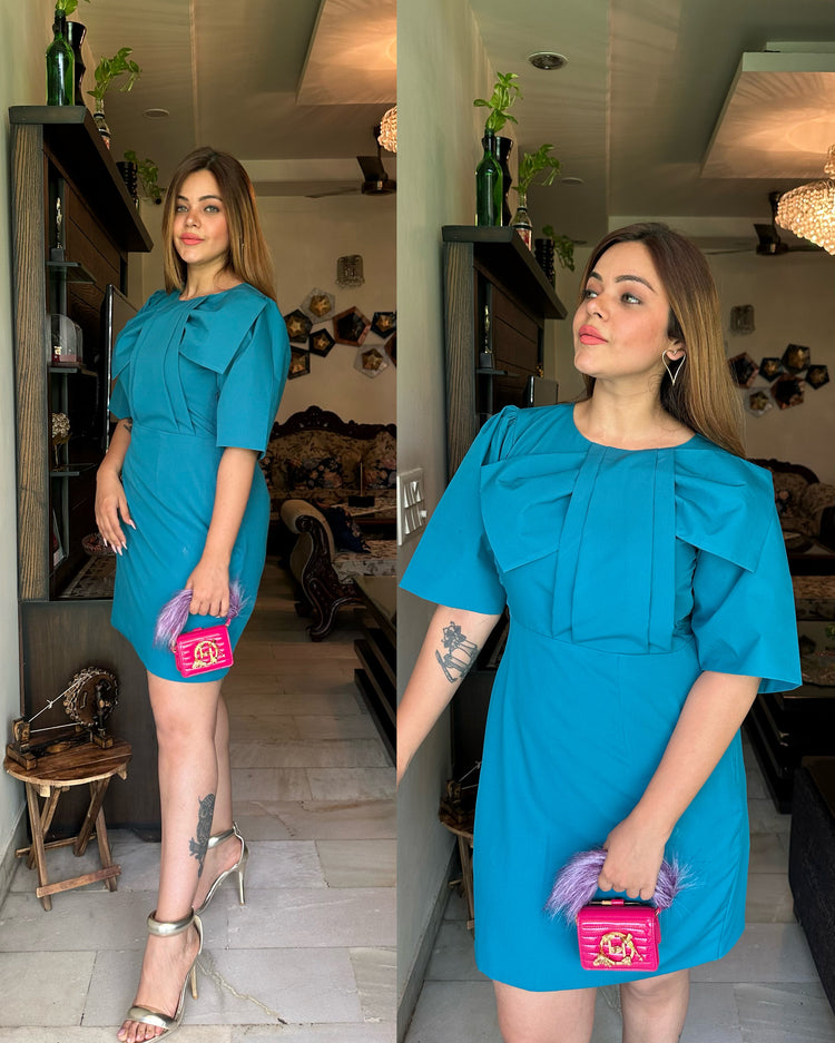 Firozi structured bow dress
